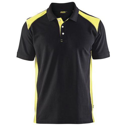 Polo Piqué Noir/jaune Fluorescent Taille Xxl