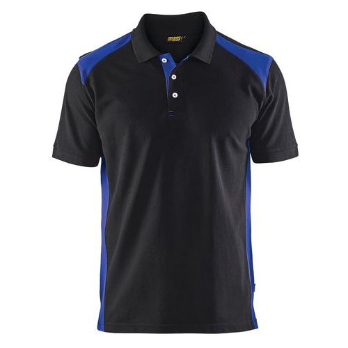 Polo Piqué Noir/bleu Roi Taille Xxxl