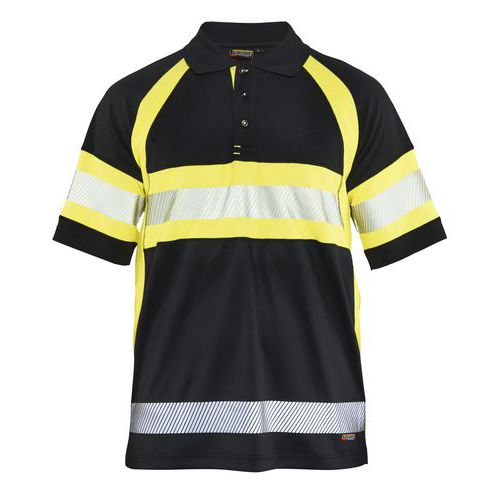 Polo Haute Visibilité Noir/jaune Fluorescent Taille S