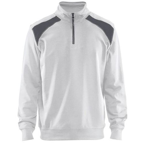 Sweat Col Camionneur Bicolore Blanc/gris Taille Xs