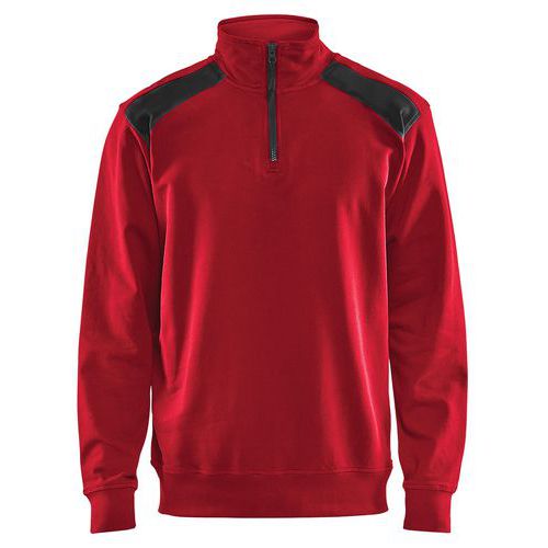 Sweat Col Camionneur Bicolore Rouge/noir Taille 4xl
