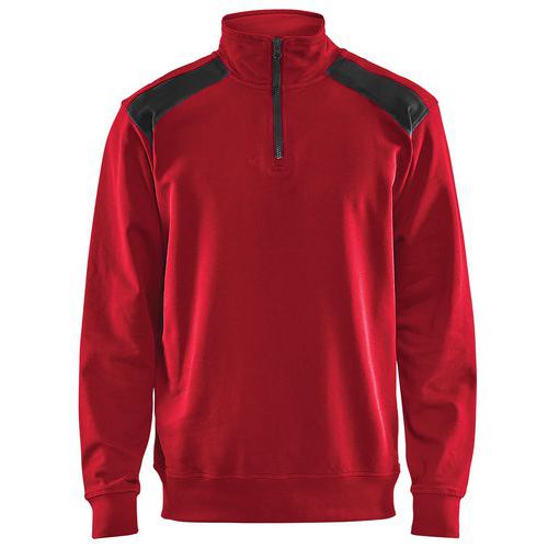 Sweat Col Camionneur Bicolore Rouge/noir Taille L