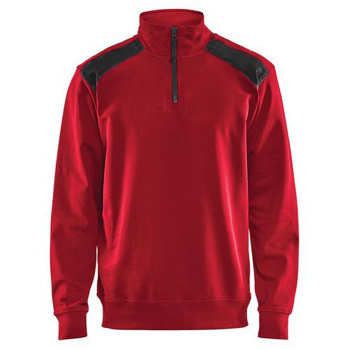 Sweat Col Camionneur Bicolore Rouge/noir Taille S
