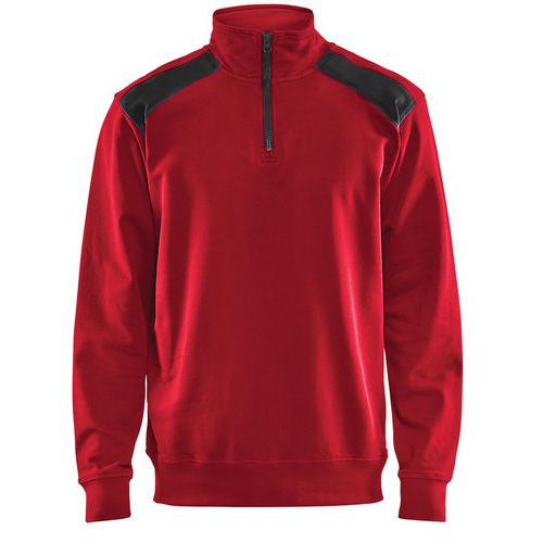 Sweat Col Camionneur Bicolore Rouge/noir Taille Xl