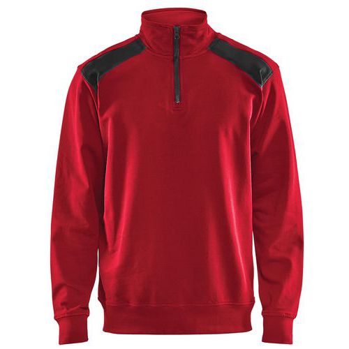 Sweat Col Camionneur Bicolore Rouge/noir Taille Xs