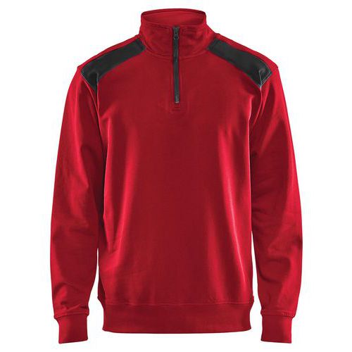 Sweat Col Camionneur Bicolore Rouge/noir Taille Xxl