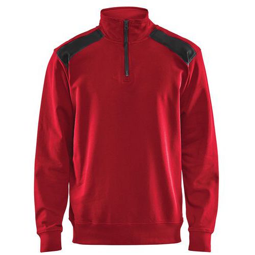 Sweat Col Camionneur Bicolore Rouge/noir Taille Xxxl
