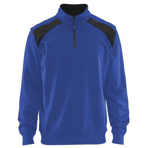 Sweat Col Camionneur Bicolore Bleu Roi/noir Taille S