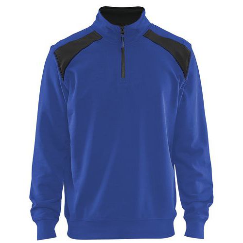 Sweat Col Camionneur Bicolore Bleu Roi/noir Taille Xs