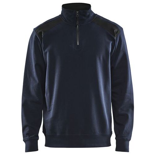 Sweat Col Camionneur Bicolore Marine Foncé/noir Taille L