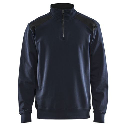 Sweat Col Camionneur Bicolore Marine Foncé/noir Taille M