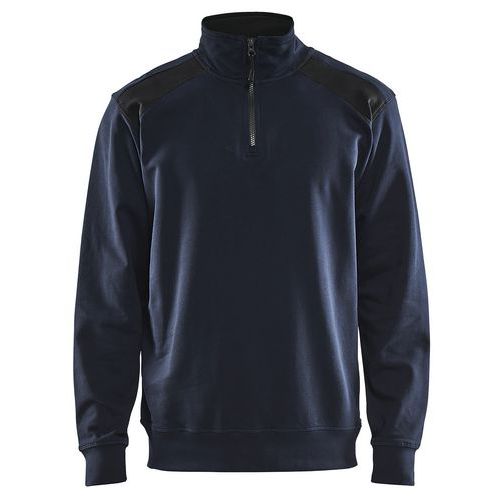 Sweat Col Camionneur Bicolore Marine Foncé/noir Taille S