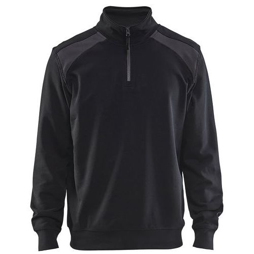 Sweat Col Camionneur Bicolore Noir/gris Foncé Taille L