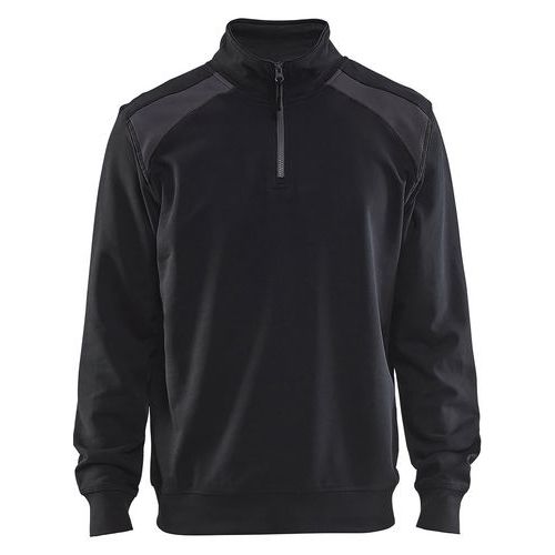 Sweat Col Camionneur Bicolore Noir/gris Foncé Taille M