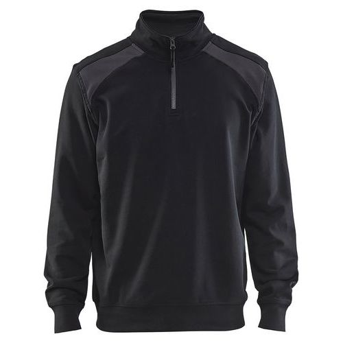 Sweat Col Camionneur Bicolore Noir/gris Foncé Taille S