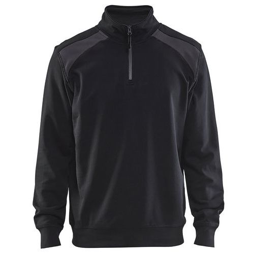 Sweat Col Camionneur Bicolore Noir/gris Foncé Taille Xl