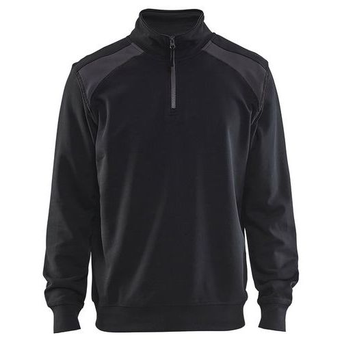 Sweat Col Camionneur Bicolore Noir/gris Foncé Taille Xs