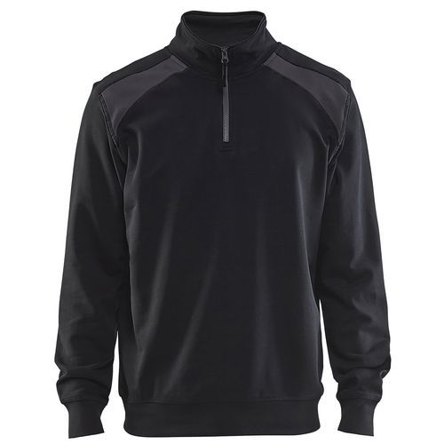 Sweat Col Camionneur Bicolore Noir/gris Foncé Taille Xxl
