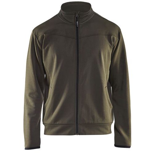 Sweat Zippé Vert Olive/noir Taille Xxl