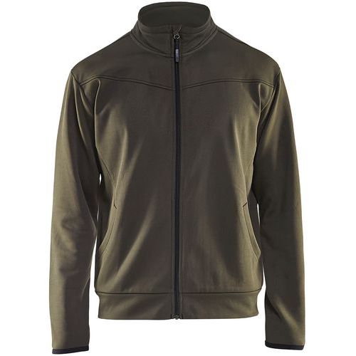 Sweat Zippé Vert Olive/noir Taille Xxxl