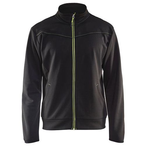 Sweat Zippé Noir/jaune Fluorescent Taille 4xl