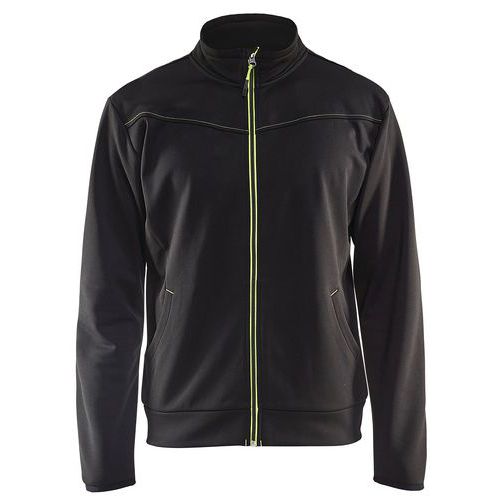 Sweat Zippé Noir/jaune Fluorescent Taille L