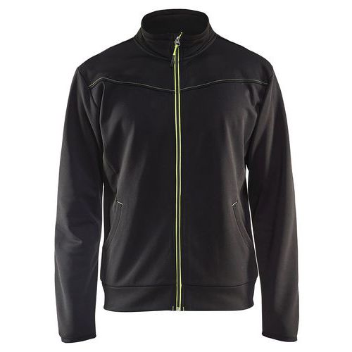 Sweat Zippé Noir/jaune Fluorescent Taille M
