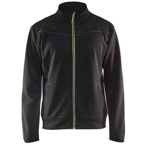 Sweat Zippé Noir/jaune Fluorescent Taille S
