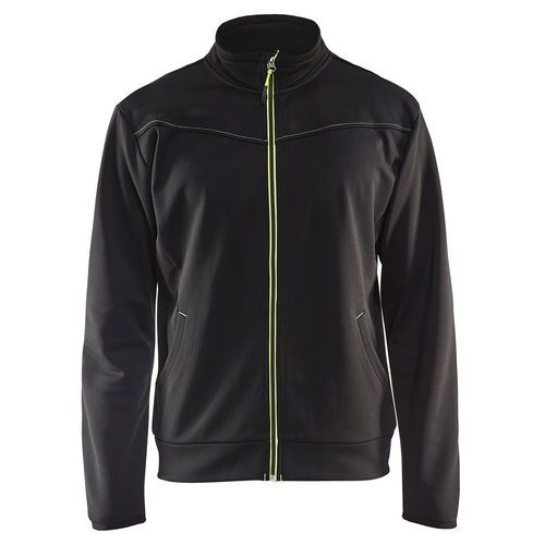 Sweat Zippé Noir/jaune Fluorescent Taille Xs