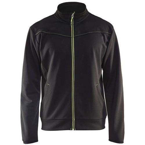 Sweat Zippé Noir/jaune Fluorescent Taille Xxxl