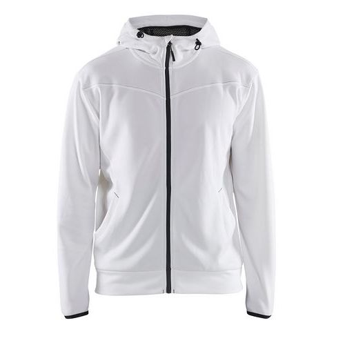 Sweat Zippé à Capuche Blanc/gris Foncé Taille M