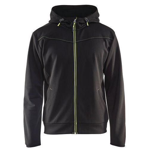 Sweat Zippé à Capuche Noir/jaune Fluorescent Taille Xl