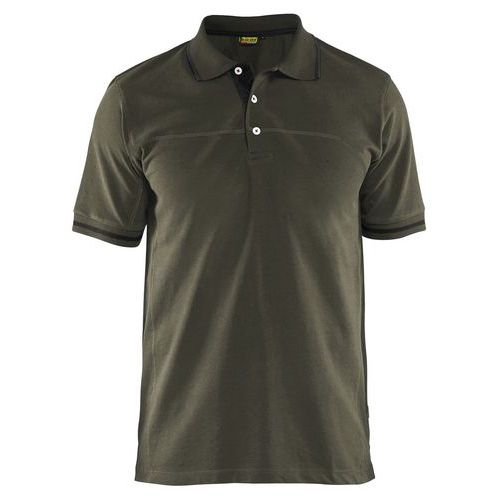 Polo Bicolore Vert Olive/noir Taille 4xl