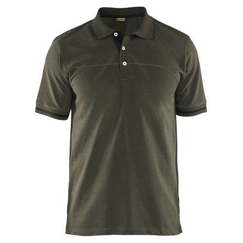 Polo Bicolore Vert Olive/noir Taille Xxl