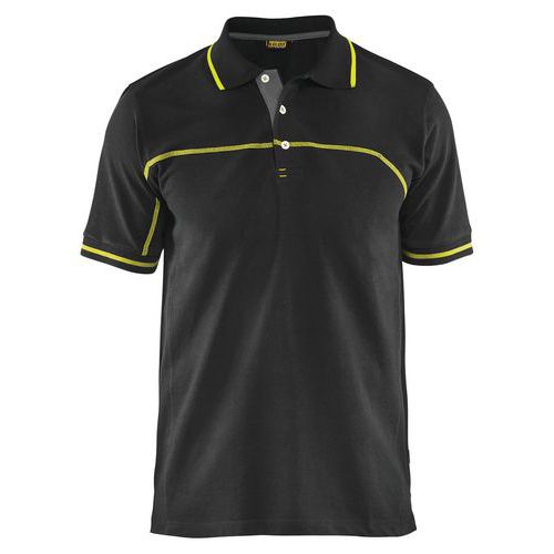 Polo Bicolore Noir/jaune Fluorescent Taille M
