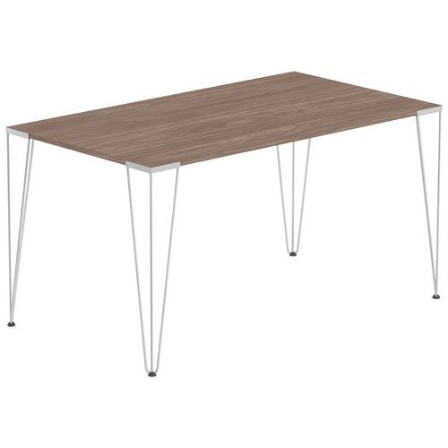Table Réunion Lori 120 X 80 Cm Plateau Noyer Pied Alu