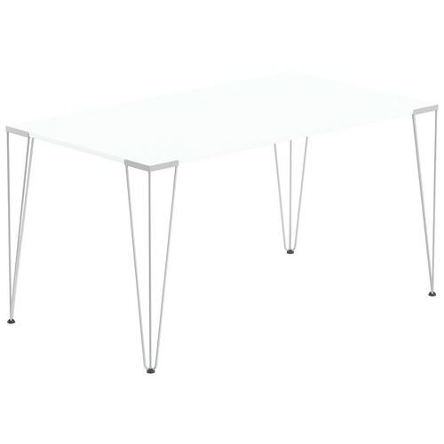 MBA - Table de réunion LORI 140x80cm - Plateau blanc, Pieds Alu - 6 personnes - Éco-responsable