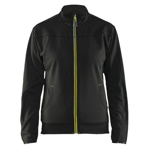 Sweat Zippé Femme Noir/jaune Fluorescent Taille L