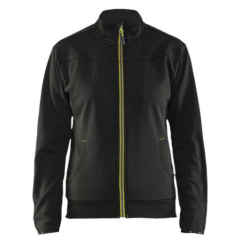 Sweat Zippé Femme Noir/jaune Fluorescent Taille Xxxl