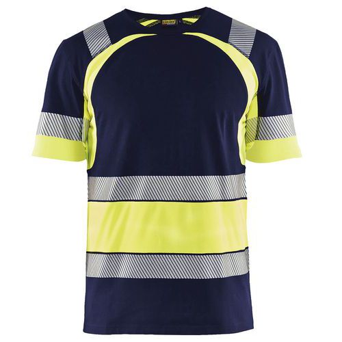 T-shirt Haute Visibilité Marine/jaune Fluorescent Taille L