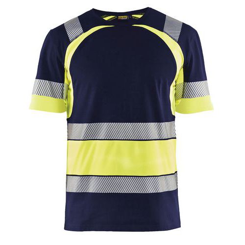 T-shirt Haute Visibilité Marine/jaune Fluorescent Taille S