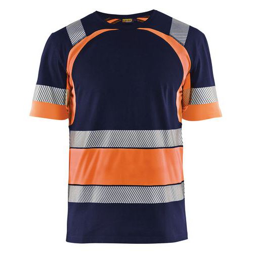 T-shirt Haute Visibilité Marine/orange Fluorescent Taille M