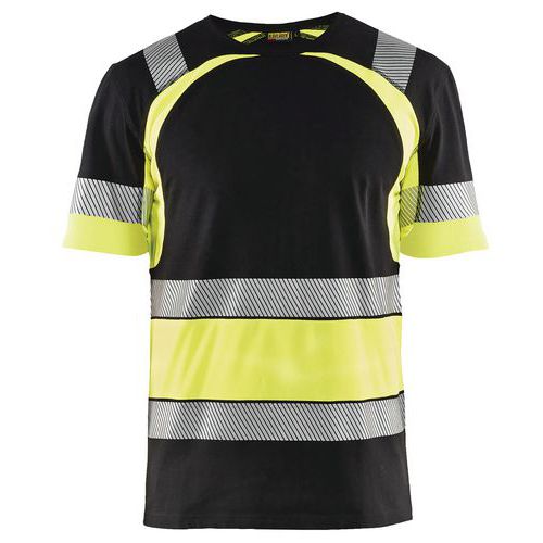 T-shirt Haute Visibilité Noir/jaune Fluorescent Taille M