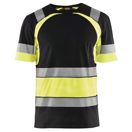 T-shirt Haute Visibilité Noir/jaune Fluorescent Taille S