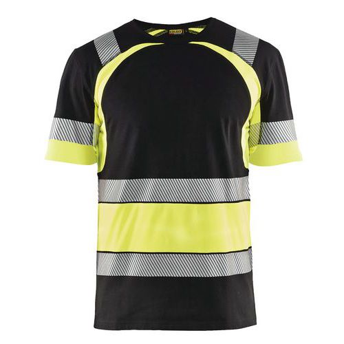 T-shirt Haute Visibilité Noir/jaune Fluorescent Taille Xs