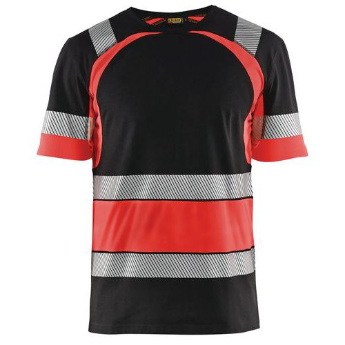 T-shirt Haute Visibilité Noir/rouge Fluorescent Taille M