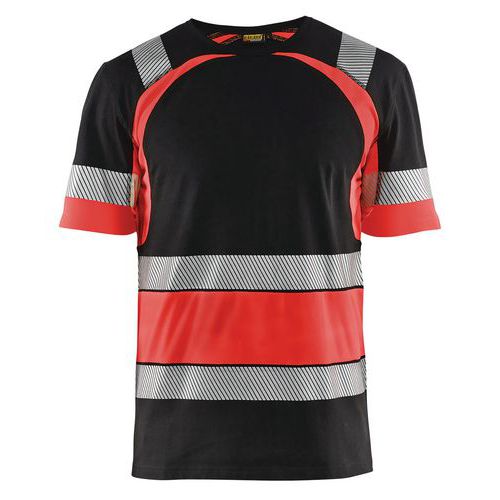 T-shirt Haute Visibilité Noir/rouge Fluorescent Taille Xl