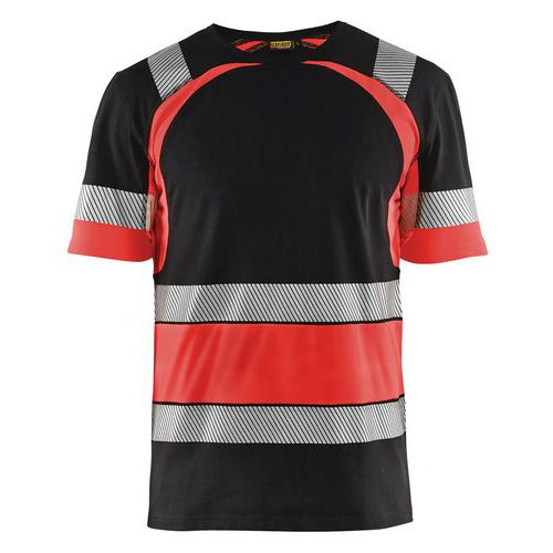 T-shirt Haute Visibilité Noir/rouge Fluorescent Taille Xxxl
