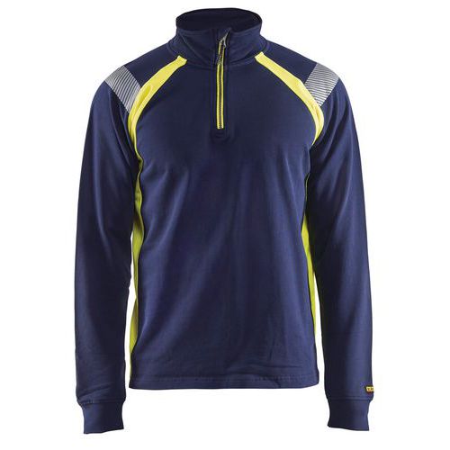 Sweat Col Camionneur Marine/jaune Fluorescent Taille L