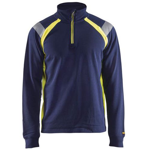 Sweat Col Camionneur Marine/jaune Fluorescent Taille S